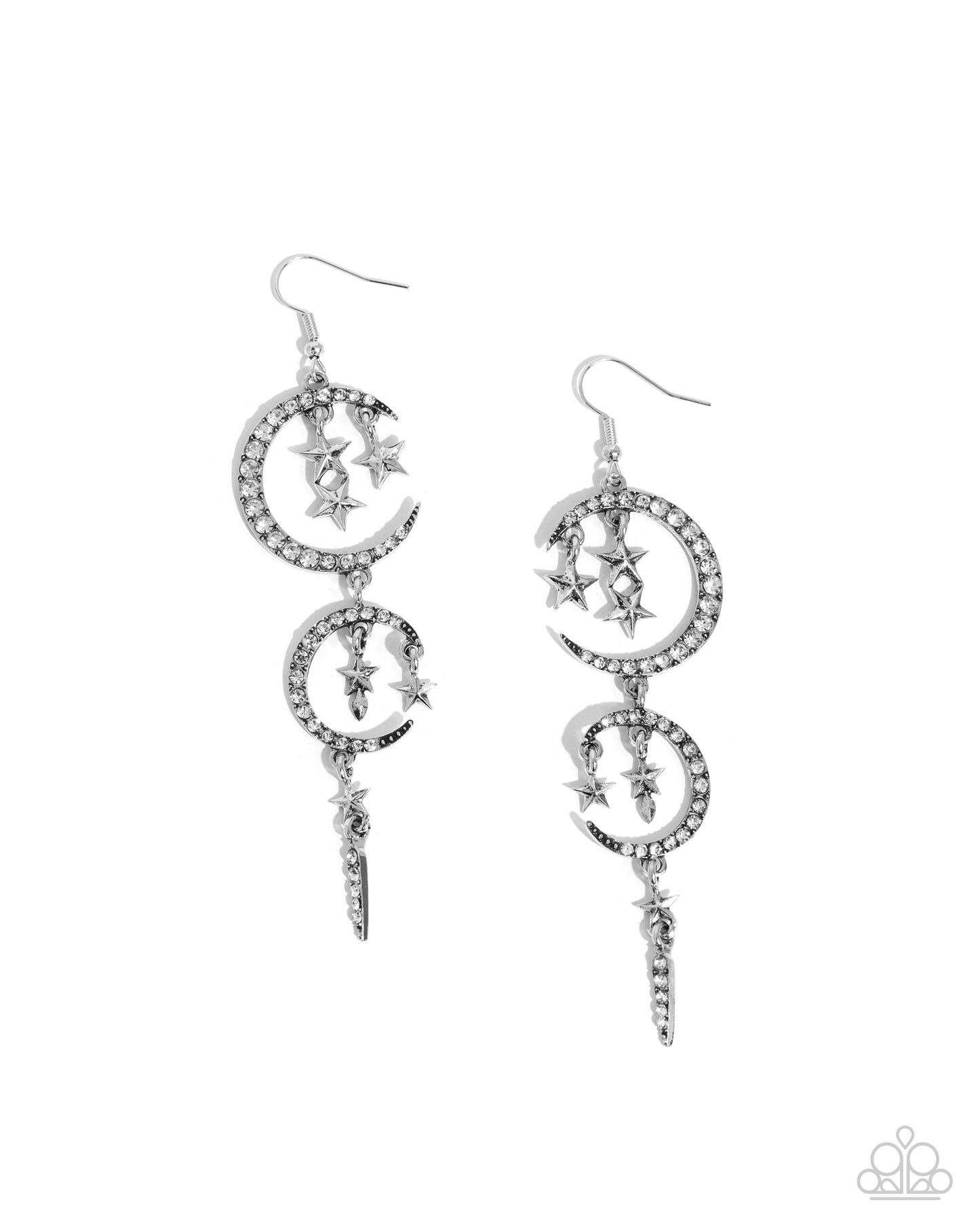 Paparazzi - Celestial Cascade - White Earrings  #2426