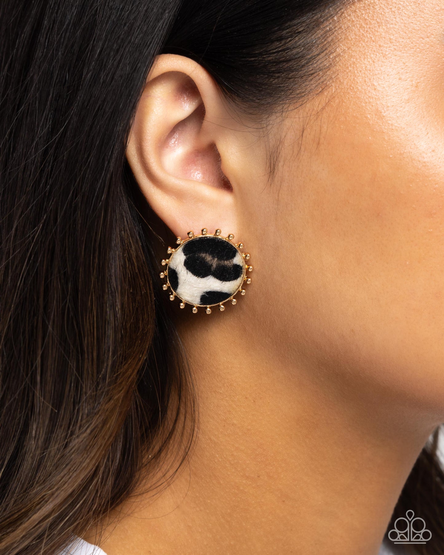 Paparazzi - Cowhide Couture - Brown Earrings  #2266