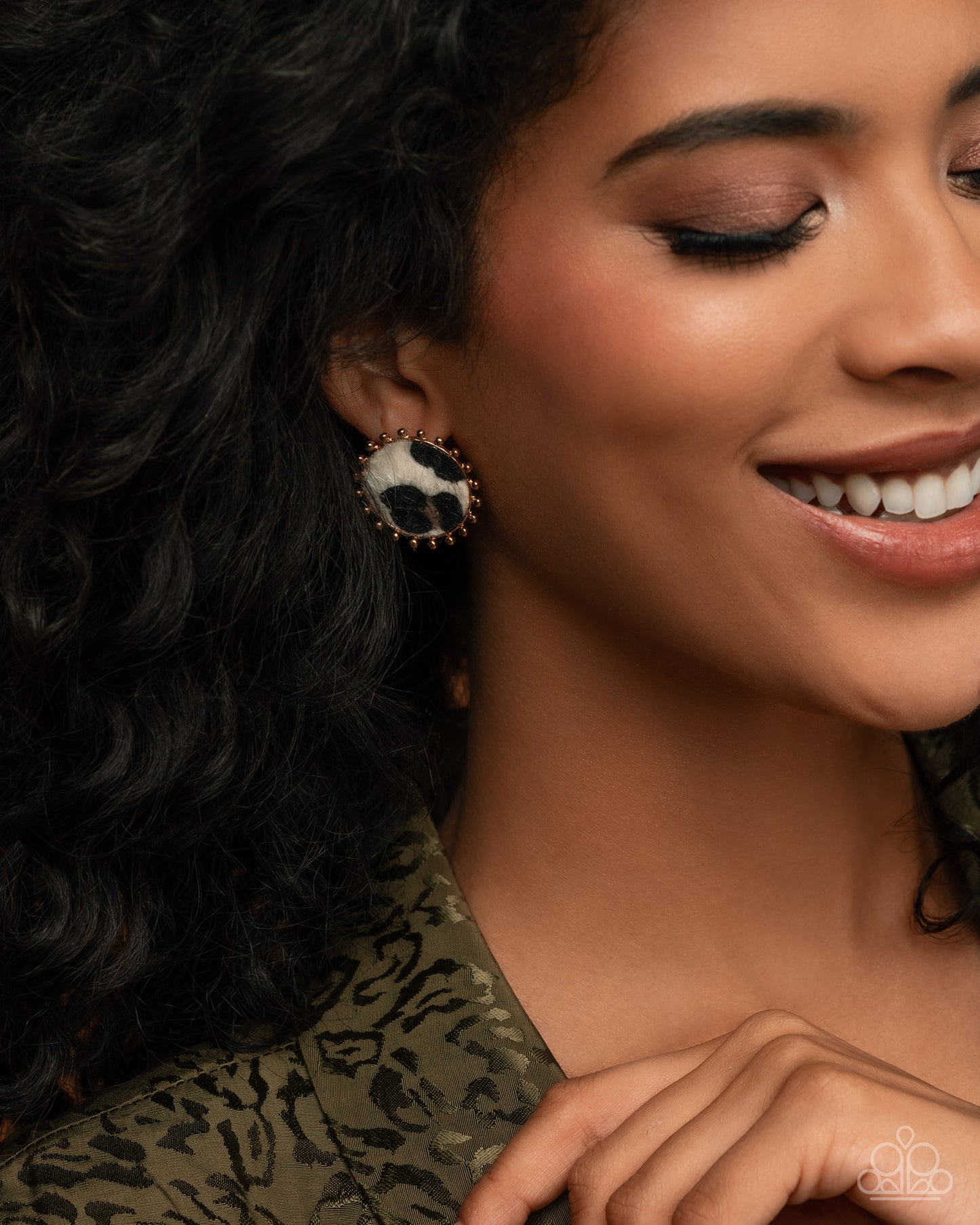 Paparazzi - Cowhide Couture - Brown Earrings  #2266