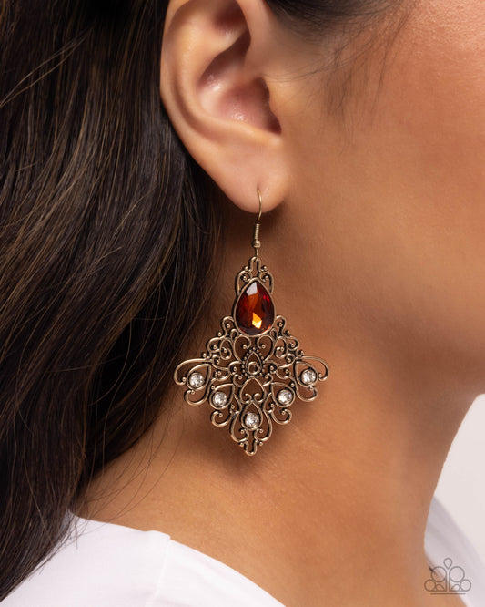 Paparazzi - Lattice Legacy - Brown Earrings  #2047