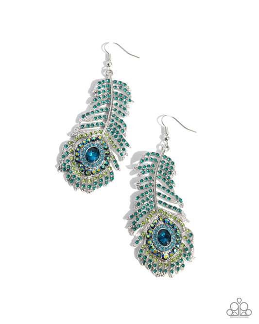 Paparazzi - Prized Peacock - Green Earrings