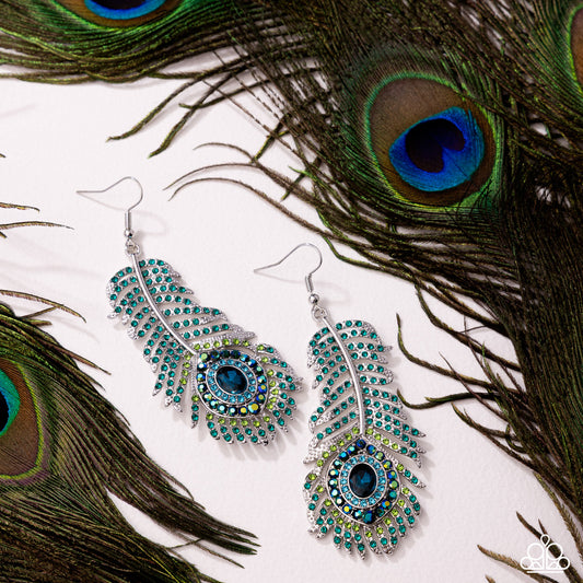 Paparazzi - Prized Peacock - Green Earrings #2484