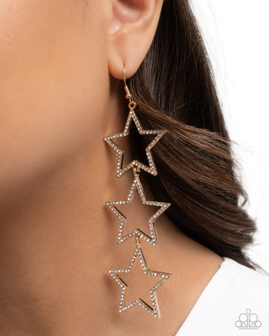 Paparazzi - Star-Crossed Success - Gold Earrings #1754