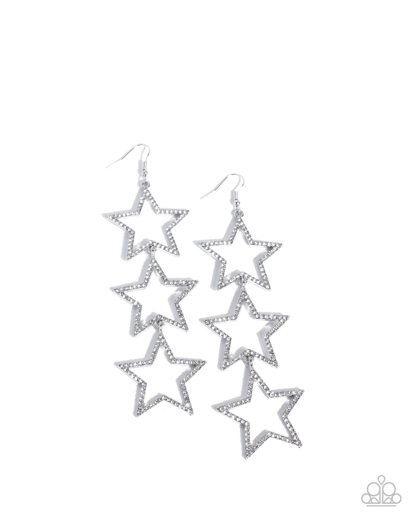 Paparazzi - Star-Crossed Success - White Earrings #1755