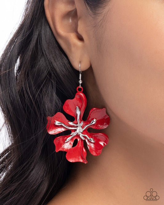 Paparazzi - Floral Faction - Red Earrings #2485