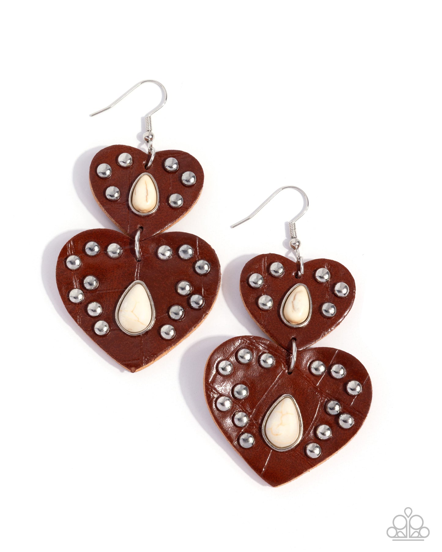 Paparazzi - Studded Sister - White Earrings #2463