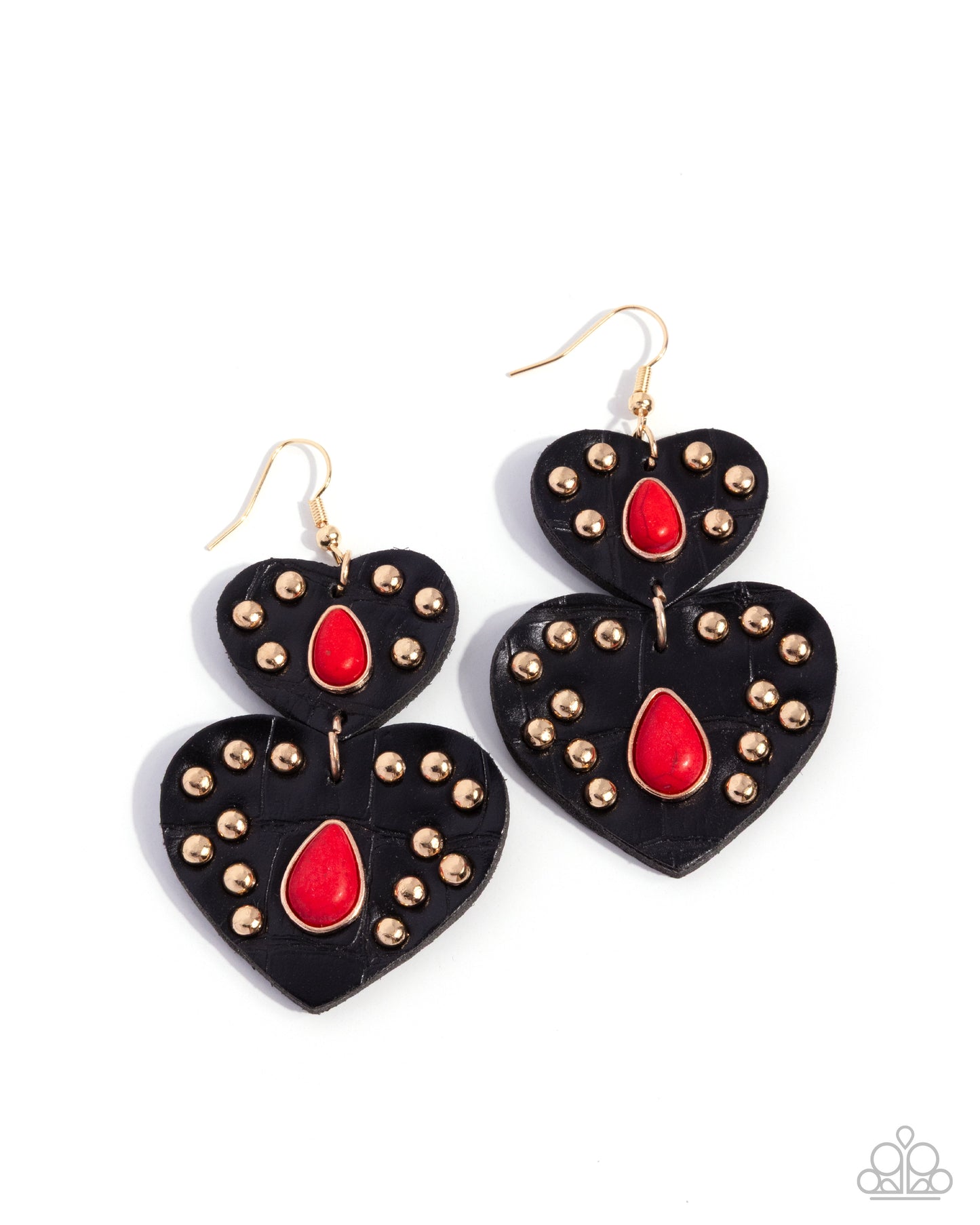 Paparazzi - Studded Sister - Red Earrings #2441