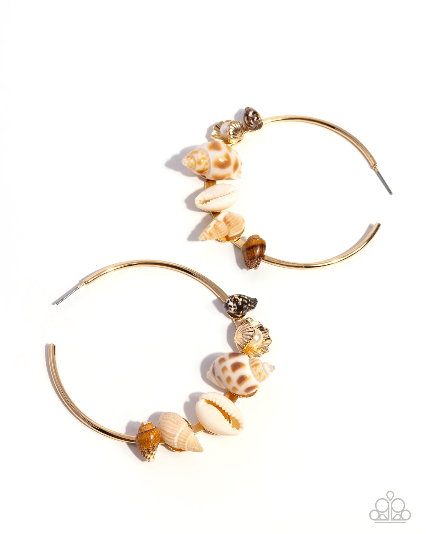 Paparazzi - Seashell Sonnet - Gold Earrings #0905
