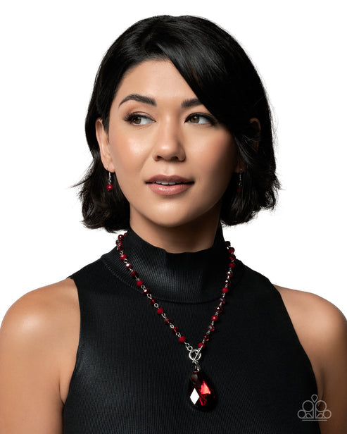Paparazzi - Teardrop Tale - Red Necklace #0009