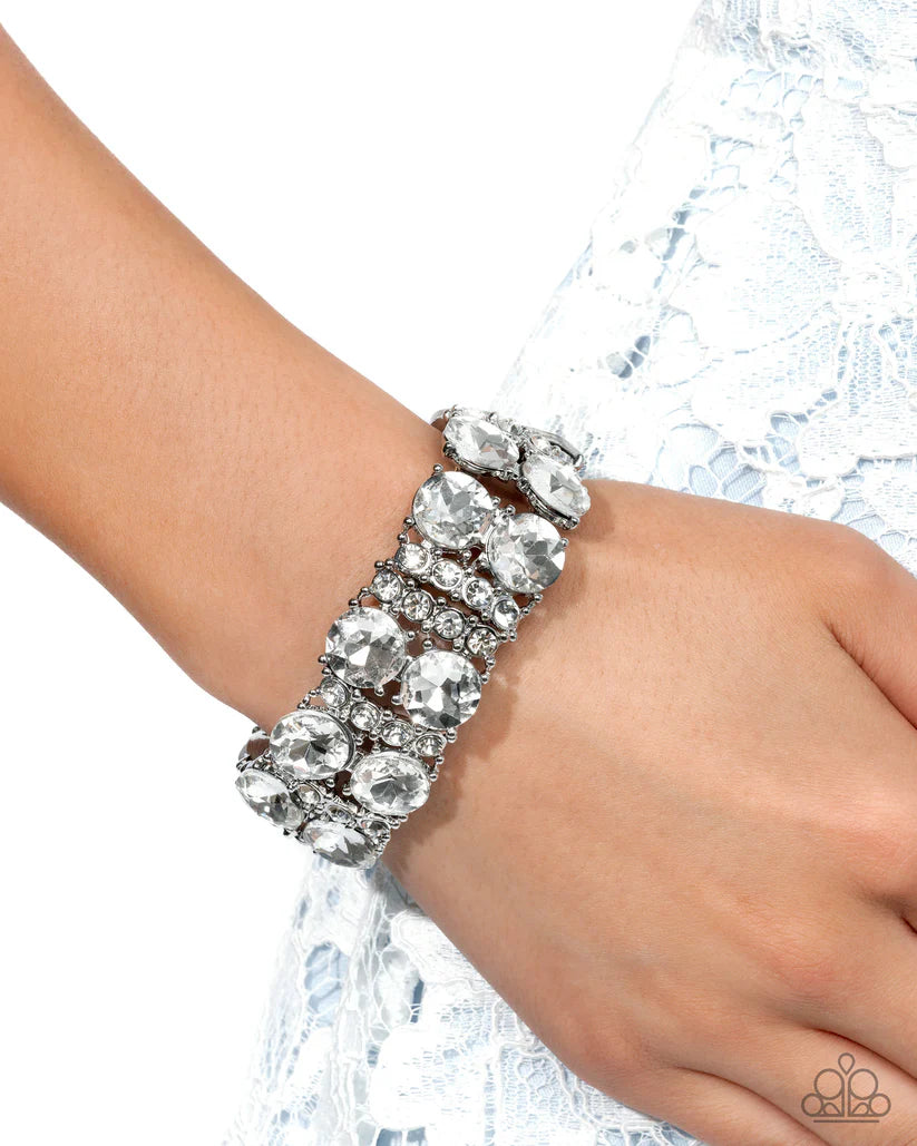Paparazzi - Exact Elegance - White Bracelet #0557