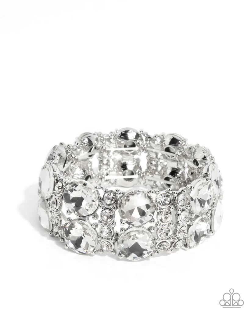 Paparazzi - Exact Elegance - White Bracelet #0557