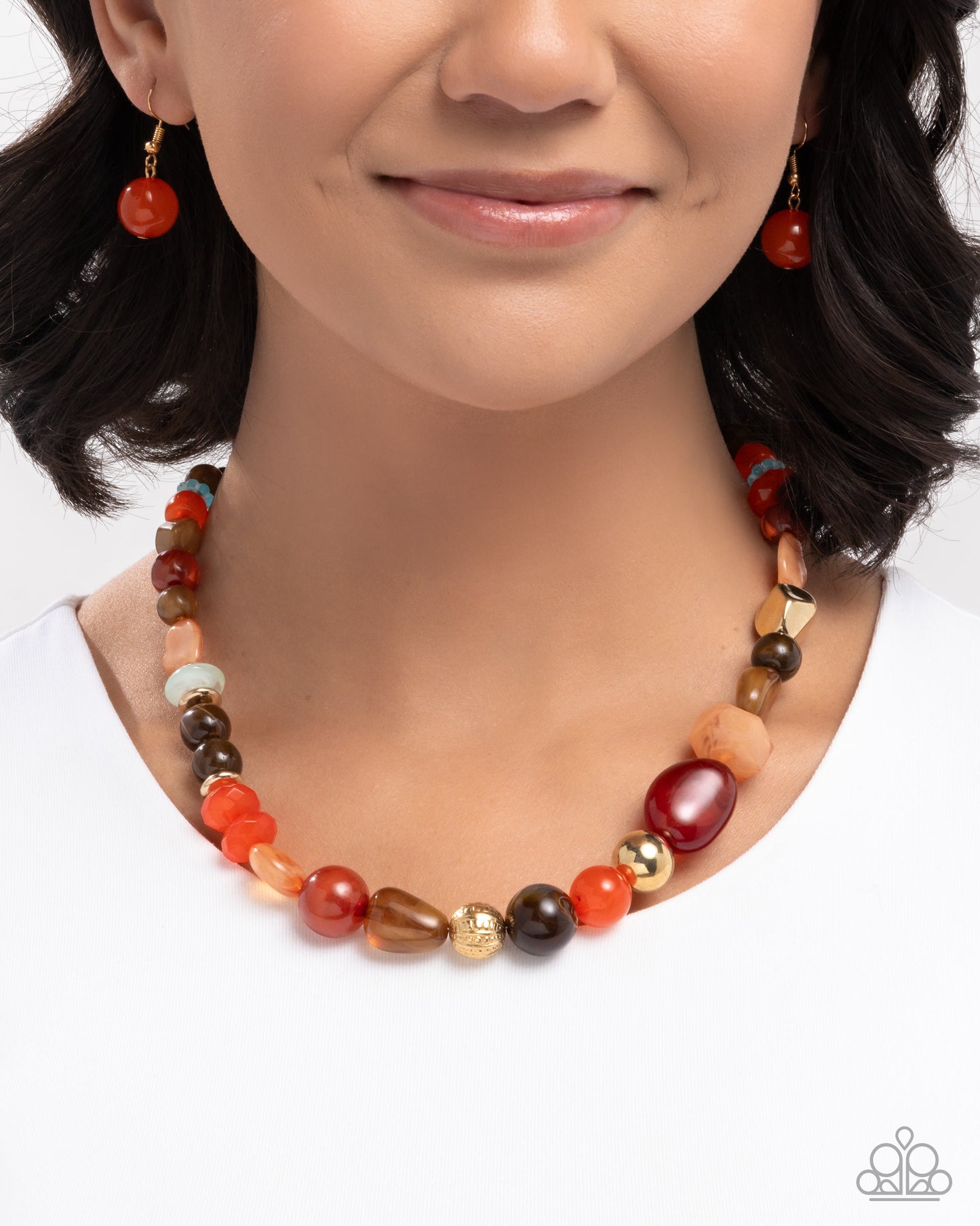 Paparazzi - Modular Malibu - Orange Necklace #0429