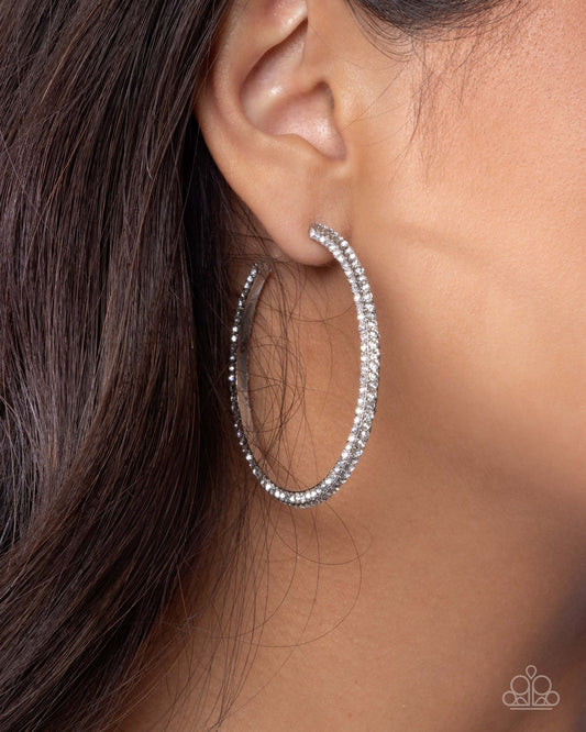 Paparazzi - Solemn Shimmer - White Earrings #2011