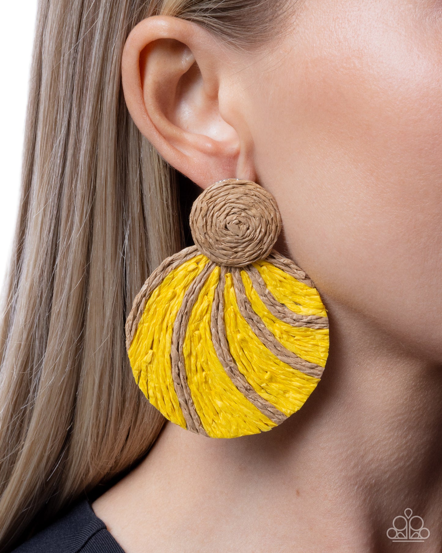Paparazzi - Woven Waltz - Yellow Earrings  #2470