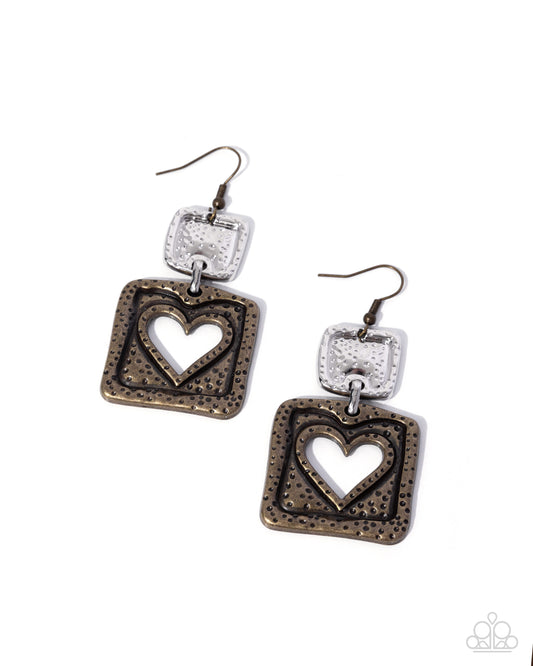 Paparazzi - Rustic Reality - Brass Earrings #0631