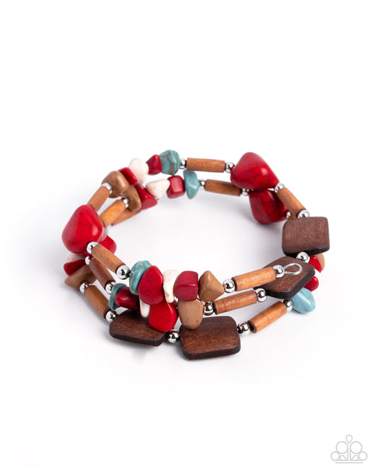 Paparazzi - Sensational Stones - Red Bracelets  #0958