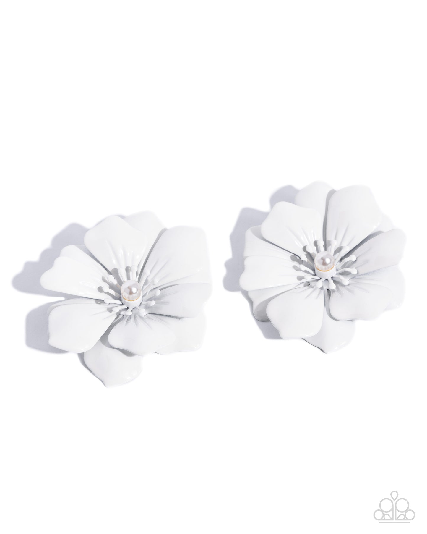 Paparazzi - Floral Fortitude - White Earrings #0786