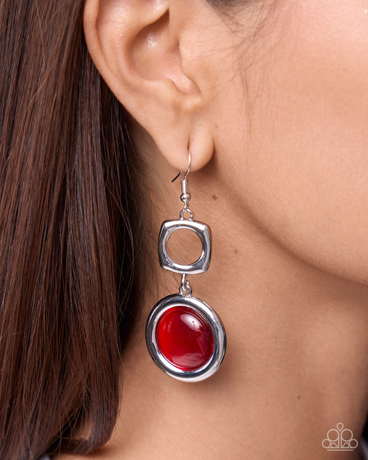 Paparazzi - Colorful Cheer - Red Earrings  #0900