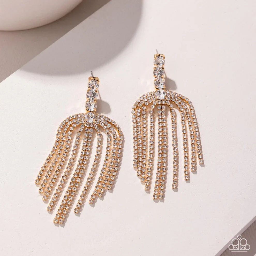 Paparazzi - Tapered Twilight - Gold Earrings  #2441
