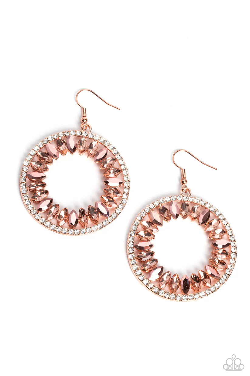 Paparazzi -Wall Street Wreaths - Copper Earrings #O/D18