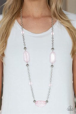 Paparazzi - Crystal Charm - Pink Necklace #1360