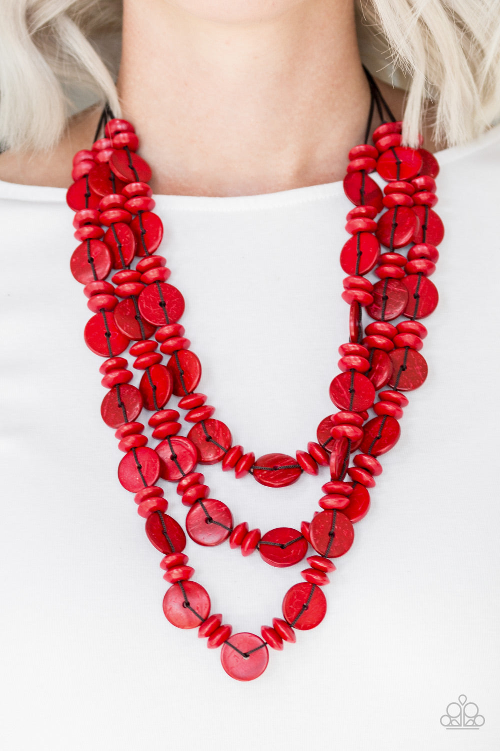 Paparazzi - Barbados Bopper - Red Necklaces  #1496