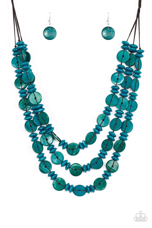 Paparazzi - Barbados Bopper - Blue Necklace   #1497