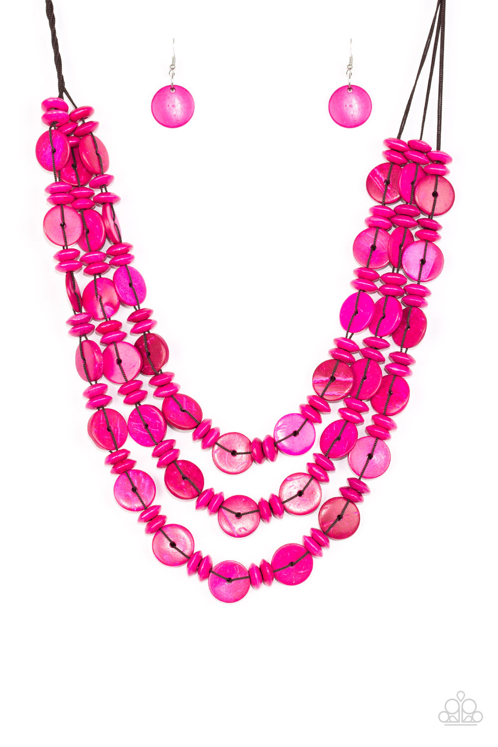 Paparazzi - Barbados Bopper - Pink Necklace  #1495