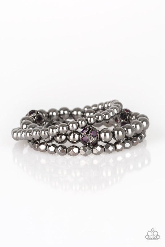 Paparazzi - Noticeably Noir - Purple Bracelet  #0952