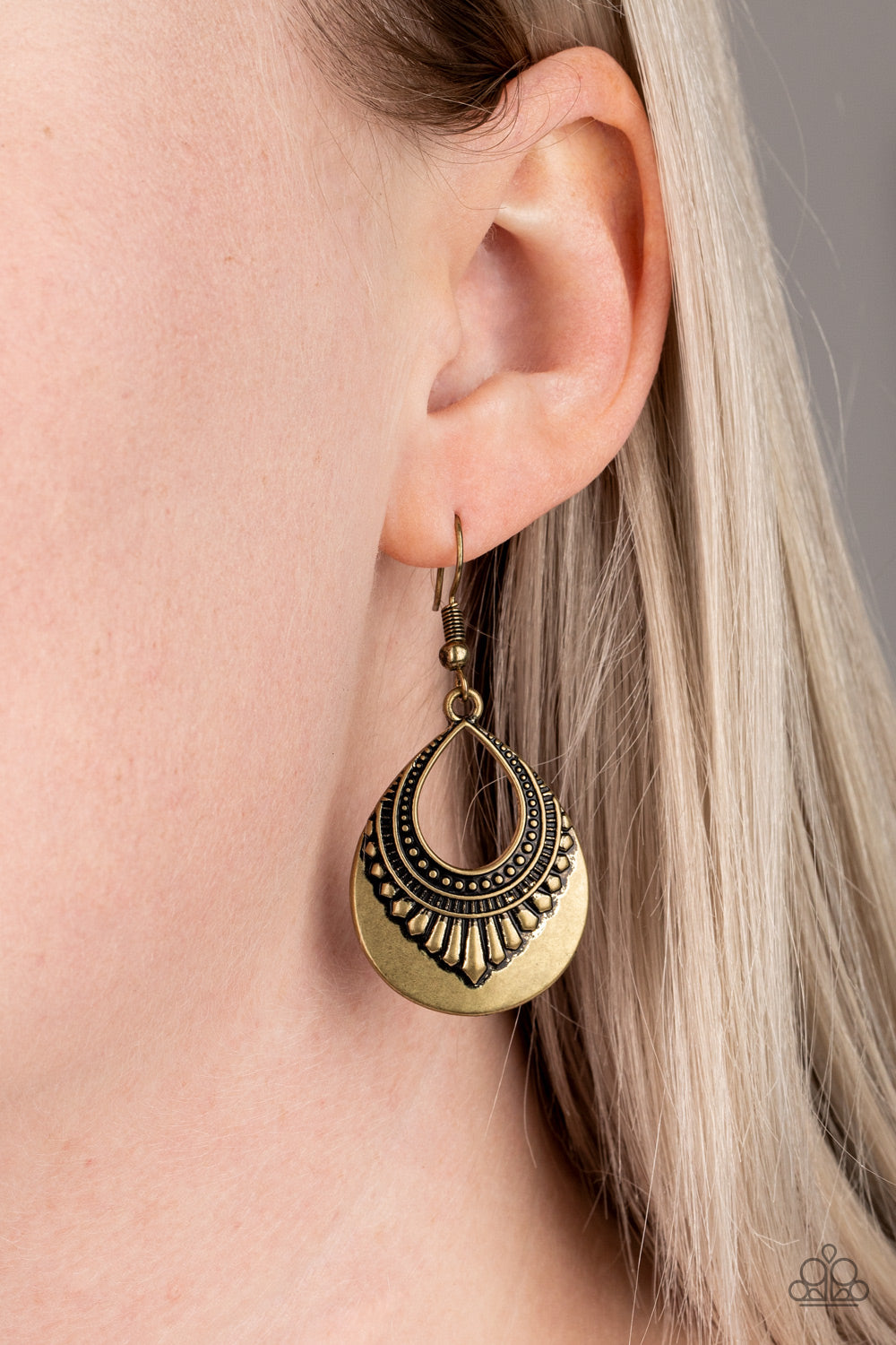 Paparazzi - Totally Terrestrial - Brass Earrings  O/D #044