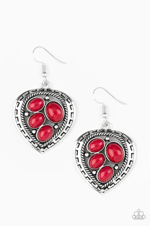 Paparazzi - Wild Heart Wonder - Red Earrings #1290