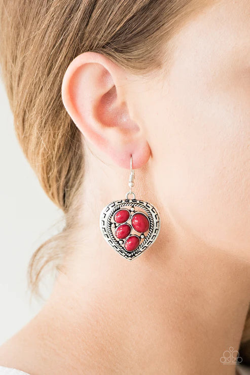 Paparazzi - Wild Heart Wonder - Red Earrings #1290