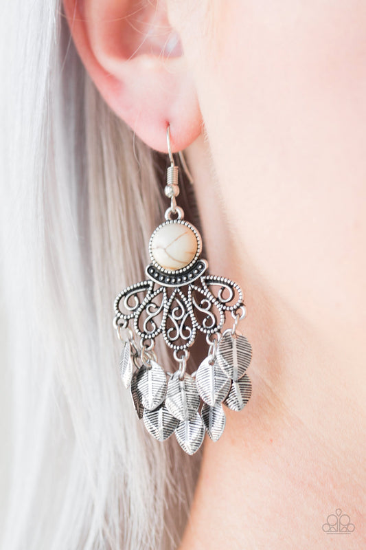 Paparazzi  - A Bit On The Wildside - White Earrings #0621