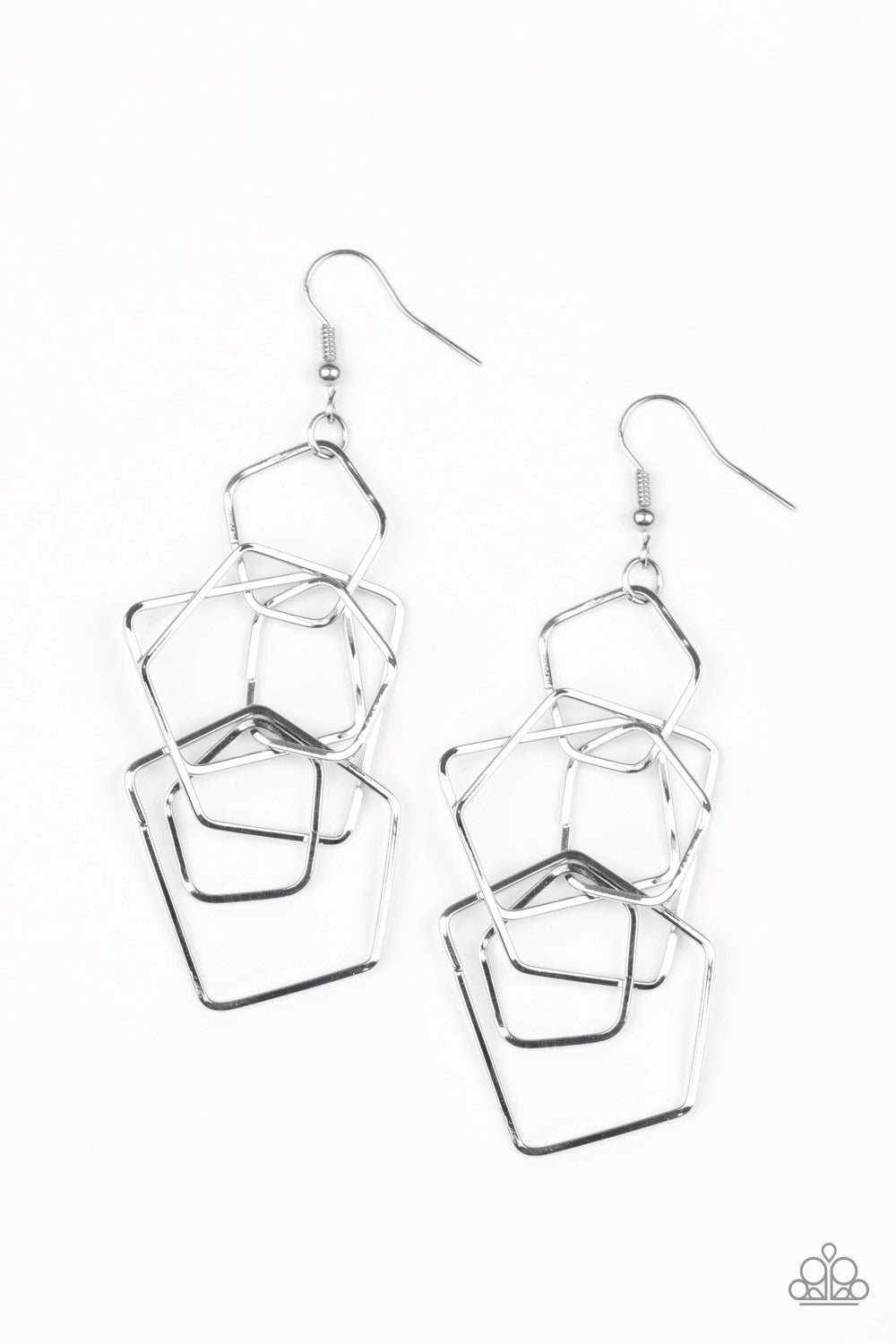 Paparazzi - Five-Sided Fabulous - Silver Earrings  #1776