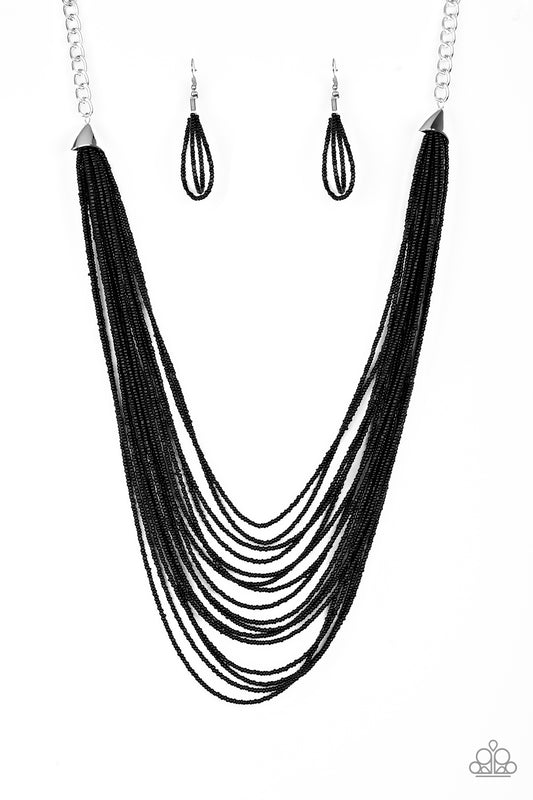 Paparazzi - Peacefully Pacific - Black Necklaces  #1375