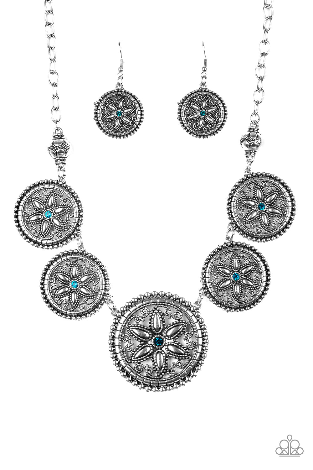 Paparazzi - Written In The STAR LILIES - Blue Necklaces  #0213