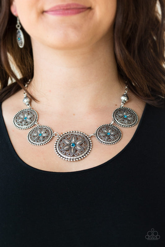 Paparazzi - Written In The STAR LILIES - Blue Necklaces  #0213