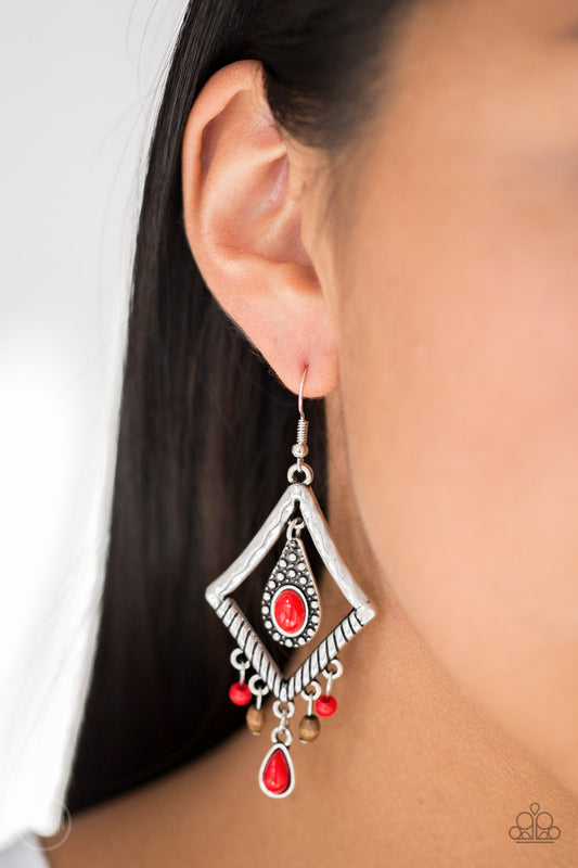 Paparazzi - Southern Sunsets - Red Earrings #1927