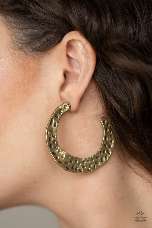 Paparazzi - The HOOP Up - Brass Earrings #2213