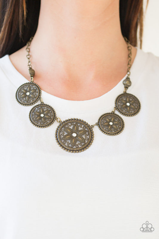 Paparazzi - Written In The STAR LILIES - Brass Necklaces #0209