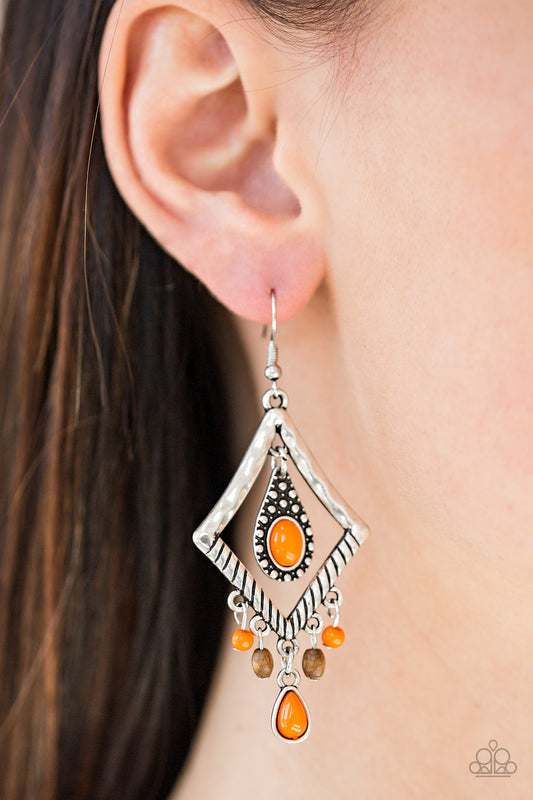 Paparazzi - Southern Sunsets - Orange Earrings