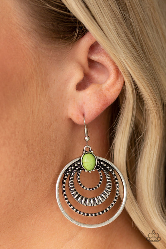 Paparazzi - Southern Sol - Green Earrings  #1882
