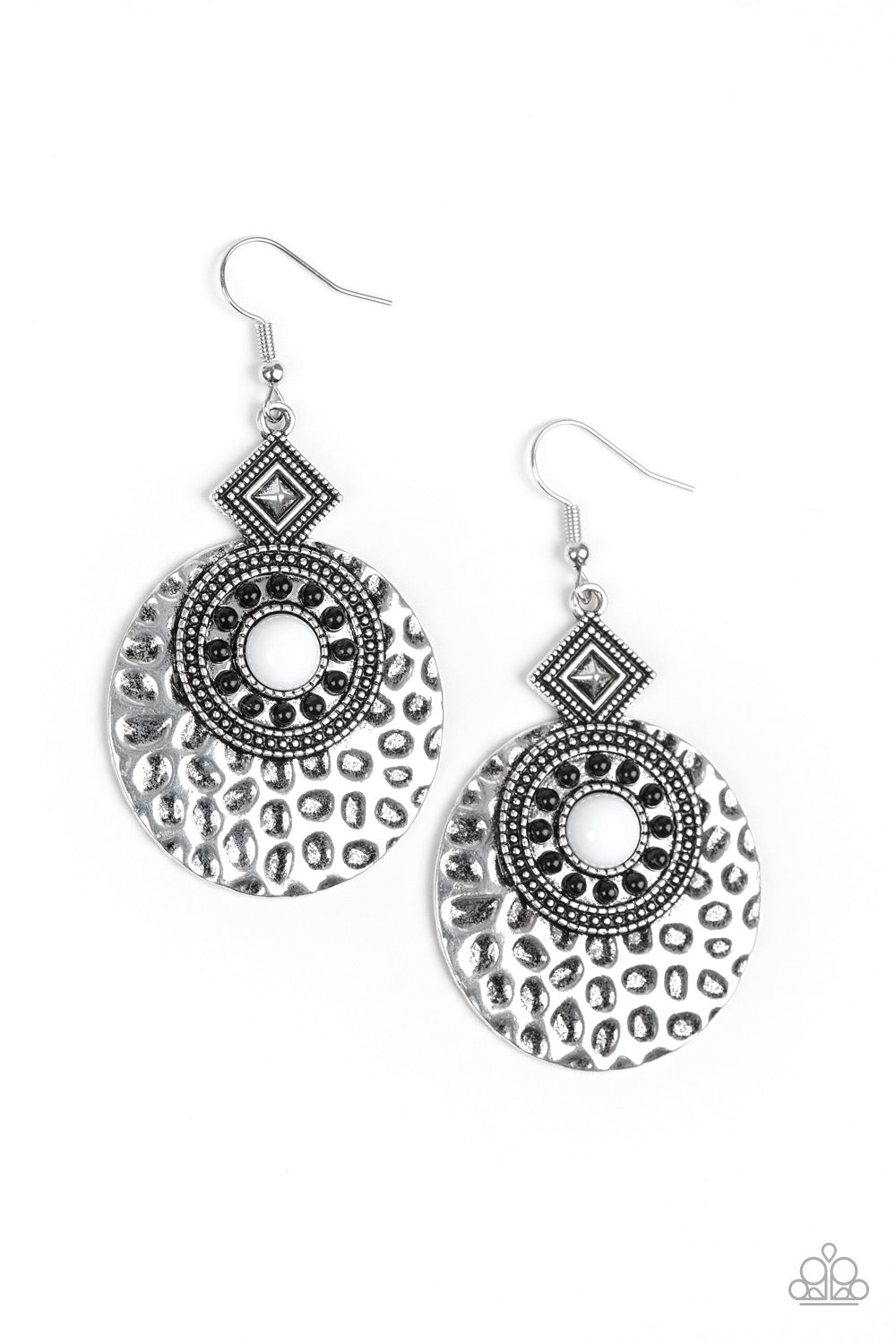 Paparazzi - Mayan Mood - White Earrings #2240