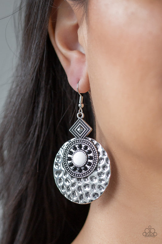 Paparazzi - Mayan Mood - White Earrings #2240