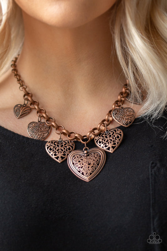 Paparazzi - Love Lockets - Copper Necklace  #0277