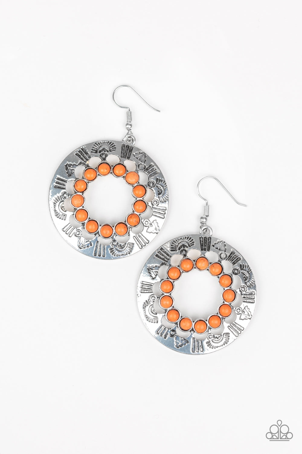 Paparazzi - Organically Omega - Orange Earrings #2243