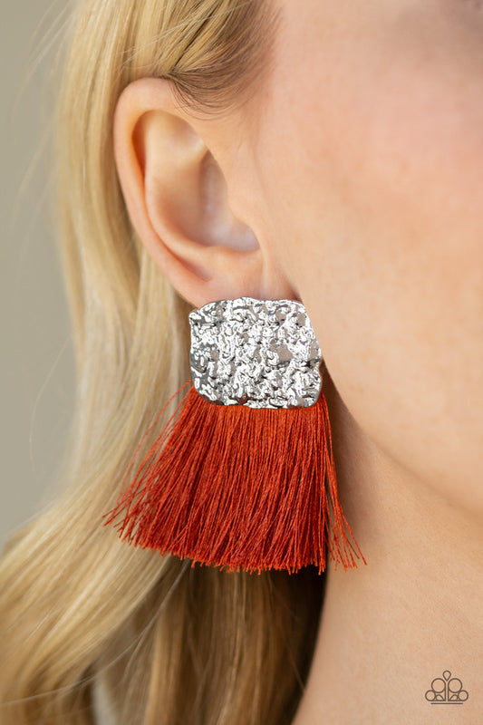 Paparazzi - Plume Bloom - Orange Earrings O/D #48