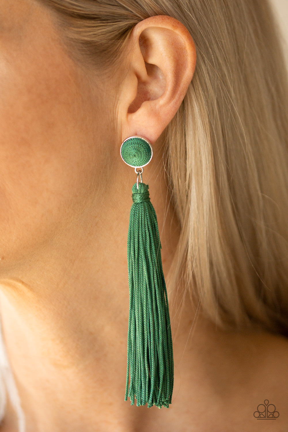 Paparazzi - Tightrope Tassel - Green Earrings O/D #086