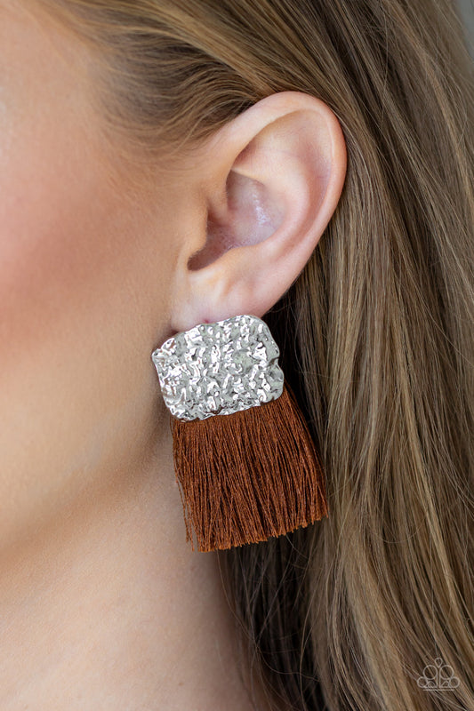 Paparazzi - Plume Bloom - Brown Earrings O/D #49