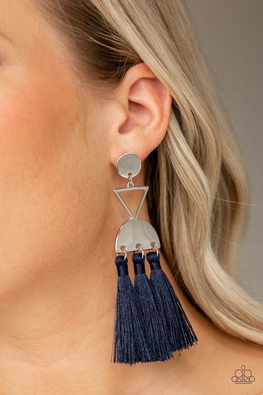 Paparazzi - Tassel Trippin - Blue Earrings  #2089